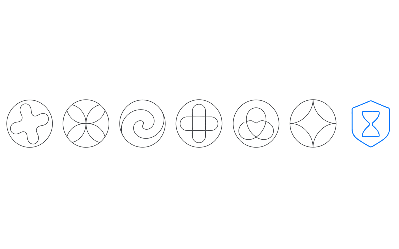 Seven abstract focus systems resolving into the Blocker shield