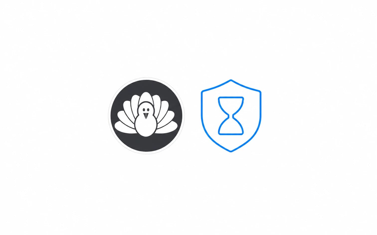 Cold Turkey's turkey logo beside Blocker's blue hourglass shield