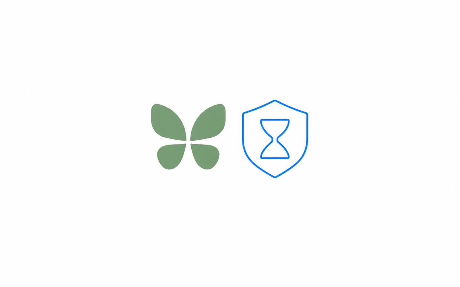Freedom's green butterfly logo beside Blocker's blue hourglass shield